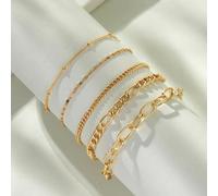 XFSRG Pulseras Cadena Eslabones Variados Estilo Minimalista Joyería Mujer Accesorios Elegantes Acabado Brillante