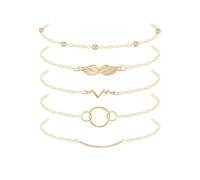 XFSRG Pulseras Mujer 5 Piezas Brazaletes con Circonita Brillante Ajustables Pulsera Oro Brazalete Multicapa Joyería Elegante Accesorios Moda Regalo para Niñas Mujer