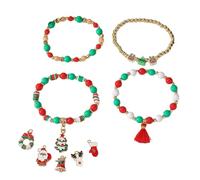 XFSRG Pulseras Mujer Navidad Set de Pulseras Apilables con Dijes Festivos Joyas de Navidad Arcilla Polimérica Brazalete Elástico Multicapa Accesorios Festivos para Mujer (B)