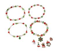 XFSRG Pulseras Mujer Navidad Set de Pulseras Apilables con Dijes Festivos Joyas de Navidad Arcilla Polimérica Brazalete Elástico Multicapa Accesorios Festivos para Mujer (A)