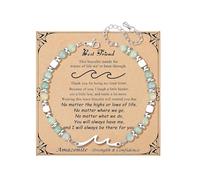 XFSRG Pulseras Mujer Piedras Naturales Amazonita Pulsera Ajustable con Cuentas de Plata Joyeria Espiritual Brazalete Boho Chic(Azul-3)