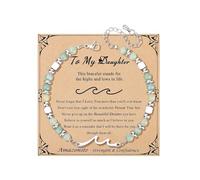 XFSRG Pulseras Mujer Piedras Naturales Amazonita Pulsera Ajustable con Cuentas de Plata Joyeria Espiritual Brazalete Boho Chic(Azul-1)