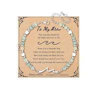 XFSRG Pulseras Mujer Piedras Naturales Amazonita Pulsera Ajustable con Cuentas de Plata Joyeria Espiritual Brazalete Boho Chic(Azul-2)