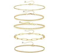 XFSRG Pulseras Mujer Set de 5 Brazaletes Cadena Eslabones Ajustables Pulsera Circonita Brillantes Joyería Elegante Accesorios Moda Apilables Regalos (B)