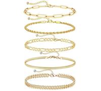 XFSRG Pulseras Mujer Set de 5 Brazaletes Cadena Eslabones Ajustables Pulsera Circonita Brillantes Joyería Elegante Accesorios Moda Apilables Regalos (C)