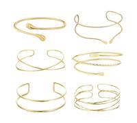 XFSRG Pulseras para Mujer 6 Piezas Brazalete de Brazo Superior Espiral Hoja Pluma Brazalete Abierto para el Brazaletes Ajustables Brazo Superior (Oro G)