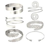XFSRG Pulseras para Mujer 6 Piezas Brazalete de Brazo Superior Espiral Hoja Pluma Brazalete Abierto para el Brazaletes Ajustables Brazo Superior