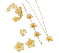 XFSRG Regalos Originales para Mujer Conjunto de Joyas Florales Pendientes y Pulsera Mujer Estilo Elegante para Todas las Ocasiones (Juego de 5 piezas)