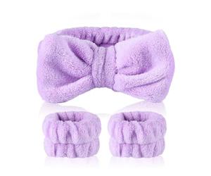 XFSRG Set de 1 Diadema de Mujer y 2 Muñequeras Desmaquillar para el Pelo Diademas y Muñequeras para Maquillaje Femenino Cuidado de la Piel Baño y Ducha