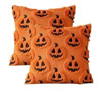XFSRG Set de 2 Halloween Fundas de Almohada Fundas de Cojines 45x45 con Divertidos Diseños de Fantasmas y Calabazas Halloween Decoracion para Sofá Dormitorio y Fiestas (Naranja)