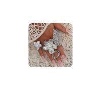 XFSRG Set de 4 Anillos Gruesos para Mujer Abiertos Vintage Apilables con Diseño Flores y Perlas Joyería Para Atuendos Elegantes Eventos Especiales