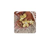 XFSRG Set de 4 Anillos Gruesos para Mujer Abiertos Vintage Apilables con Diseño Flores y Perlas Joyería Para Atuendos Elegantes Eventos Especiales