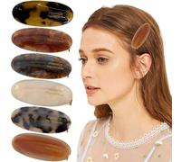 XFSRG Set de 6 Pinzas Pelo Ovaladas Pinzas Francesas Minimalistas Efecto Carey Hair Clips para Flequillo y Mechones Laterales para Mujeres y Niñas con Cabello Grueso