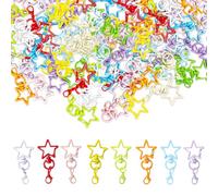 XFSRG Set de 64 Llaveros de Estrella de Colores con Mosquetón Giratorio Anillas de Llavero para Manualidades DIY para Mochilas Carteras Llaves y Decoraciones Colgantes