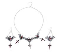 XFSRG Set de Joyería de Halloween Gothic Pendientes y Collar con Colgantes de Halloween Joyas Gótica Vintage Oscura para Fiesta y Uso Diario (Plata)