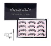 XFSRG Set de Pestañas Postizas Magnéticas 6 Pares de Magnetic Lashes Reutilizables sin Pegamento Efecto Natural Viene con Clip y Cepillo Adecuado para Maquillaje Diario (C)