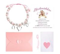 XFSRG Set De Pulseras para Niña Pulsera de Perlas Ajustable con Tarjeta Motivo de Caballo y Charm del Ratón Pérez Dulce Conjunto de Joyería para Hija Sobrina Ahijada (Estilo 2)