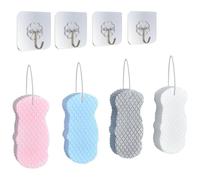 XFSRG Set Esponjas Baño 3d Texturizadas Multicolor Ganchos Adhesivos Colgadores Autoadhesivos Accesorios Ducha