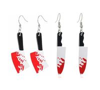 XFSRG Set Pendientes de Halloween para Mujer con Pendientes de Cuchillos Joyería Colgante Terrorífica para Fiesta Disfraz o Decoración Temática (Blanco)