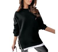 XFSRG Sudadera Mujer Otoño Casual Cuello Crew Camiseta Deporte Oversize Camiseta Manga Larga sin Capucha(Negro L)
