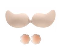 XFSRG Sujetador Adhesivo Invisible Espalda Descubierta SujetadorSujetador Sin Push Up Adhesivo2 Tirantes Cubrepezones Reutilizables para Vestidos de Noche GraduacióN y Boda.（Blanco，B）