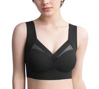 XFSRG Sujetador Deportivo Mujer Sin Costuras Sujetadores Push Up Sin Aros Gran Soporte Transpirable Tirantes Anchos Ideal para Ejercicio Yoga y Uso Diario (Negro 2XL)