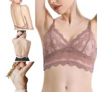 XFSRG Sujetador Push Up Sin Aros Encaje Escote V Profundo Tirantes Ajustables Bralette Sin Espalda para Vestidos de Noche y Bodas con Diseño Cómodo para Mujer