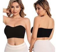 XFSRG Sujetador sin Tirantes para Mujer Bra Elástica sin Aros sin Costuras Ajustables con Tirantes Invisible Comodos Transpirables Sujetadores（Negro S）