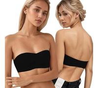 XFSRG Sujetador sin Tirantes para Mujer Sujetador Bra sin Aros sin Costuras Push Up Bandeau Elástica Ajustables Transpirables Comodos Sujetadores(Negro 34/75AB)