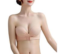XFSRG Sujetador sin Tirantes para Mujer Sujetador sin Aros Hebilla Delantera Invisible Antideslizante Push Up Bra con Retirable Tirantes para Vestido de Noche para Mujer(Color de Piel 32/70AB)