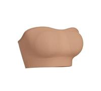 XFSRG Sujetador sin Tirantes para Mujer Sujetadores Push Up Rellenos Extraíbles Tubo de Sujetador sin Costuras Tejido Suave con Tirantes Transparentes(Beige XL)