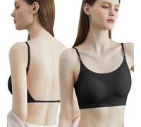 XFSRG Sujetadores Mujer Sin Aros Bralette Push Up Sujetador Sin Costuras con Relleno Cuello en U Sujetadores Comodos y Básicos para Todos los Días(XL)