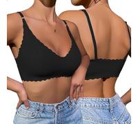 XFSRG Sujetadores Mujer sin Aros Push up Tirantes Ajustables Forma V Sujetador sin Costuras Efecto Reductor Soporte Lateral Comfort Bralette Diseño Elegante Uso Diario (Negro L)