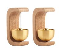 XFSRG Timbre Puerta Magnético de Madera 2 Piezas con Campana Latón Tono de Llamada Agradable Timbre Magnético Forma C para Restaurantes Cafeterías Puertas Entrada