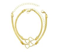 XFSRG Tobillera con Doble Corazón Ajustable Corazón de Tobilleras Accesorios de Verano para el Pie Joyería para Mujeres y Niñas (Oro)