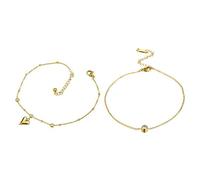 XFSRG Tobillera Pulsera Mujer Doble Capa Diseño Corazón Love Joyas Ajustable Cadena Delicada Tobilleras Pulseras Accesorios Elegantes para Pie Tobillo (2)
