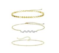 XFSRG Tobilleras para Mujer de Oro con Diseño de Hojas y Cadenas Delicadas Pulseras de Tobillo Elegantes para Verano y Playa (Gold)