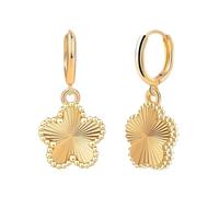 XFSRG TréBol de Cuatro Pendientes Chapada en Oro de 14K Pendientes Flor Colgantes Resistente al Agua Hipoalergenicos Minimalista Moda Joyas para Mujer (Oro)