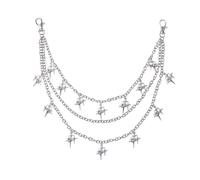 XFSRG Triple Cadena Pantalon Colgante Mujer Hombre Cadena Estrella Brillante Cinturones Estilo Punk Cinturon Retro Distintivo para el Uso Diario Fiestas Festivales de Música