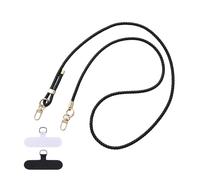XFSRG Universal Ajustable Teléfono Cordón, Lanyard con 2 almohadillas Correa trenzada resistente multifunción para Ciclismo Viajes (K4723 Negro)