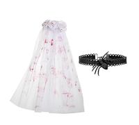 XFSRG Velo Halloween Novia Cadaver Sangriento con Flores Accesorio Perfecto para Disfraz Despedida de Soltera y Halloween (B)
