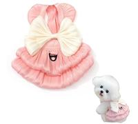 XFSRG Vestido de Princesa para Perros Pequeños y Gatos Falda Tutu con Lazo y Anilla en D Vestido Adorable para Perritas Bodas y Verano (Rosa M)