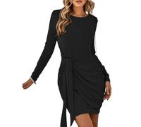 XFSRG Vestido Mujer Cuello Redondo Mangas Largas Bodycon Elegante Sexy Informal Casual Dress para Club Fiesta(XL)