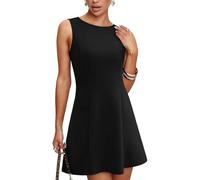 XFSRG Vestido Mujer Elegante sin Manga con Cuello Redondo Sexy Volante Dobladillo Minivestido para Fiesta Noche Coctel(Negro/L)