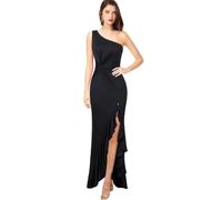 XFSRG Vestido Mujer sin Mangas Vestido Largo Fiesta Sexy Bodycon con Abertura Ruffle Hem para Cóctel Fiesta Club(Negro/S)