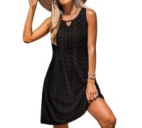 XFSRG Vestido Playa Mujer Elegante sin Mangas Cuello Redondo Camisolas de Bikini Cover Up Vestidos Casual Verano Beachwear(Negro/L)