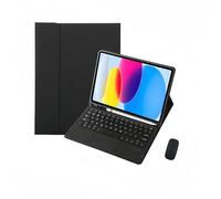XFTeoux Funda con Teclado para iPad 10Th Generation(10.9", 2022) con Ratón,Teclado Touchpad Inalámbrico Desmontable, Funda Folio De Piel con Soporte para Lápiz,Negro