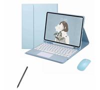 XFTeoux Funda Con Teclado Para Samsung Galaxy Tab S6 Lite 10.4'' Tablet 2024/2022/2020, Teclado Táctil Inalámbrico Bluetooth Desmontable, Ratón & Lápiz Set, Sky Blue