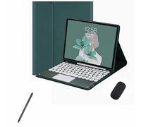 XFTeoux Funda Con Teclado Táctil Inalámbrico Bluetooth Para Samsung Galaxy Tab S6 Lite 10.4'' Tablet 2024/2022/2020, Desmontable, Set De Ratón, Teclado y Lápiz, Verde Oscuro