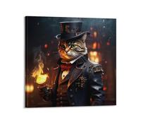 XFUHB Póster de arte animal para caballero, gato, gángster, gato, pintura decorativa, lienzo, póster de pared e impresión artística moderna para dormitorio familiar, pósteres de decoración de